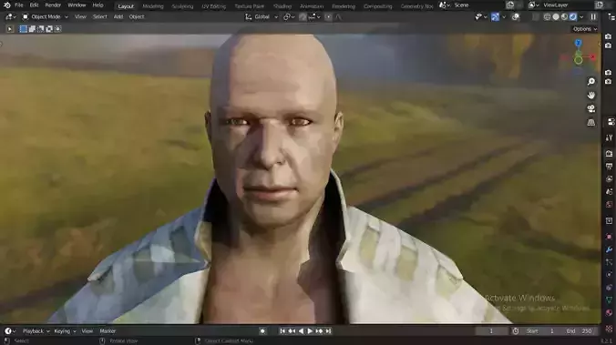 Rugged Survivor in Weathered Clothing 