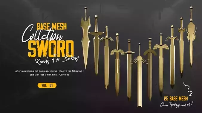 25 Sword - BASE MESH---FBX-OBJ-MAX