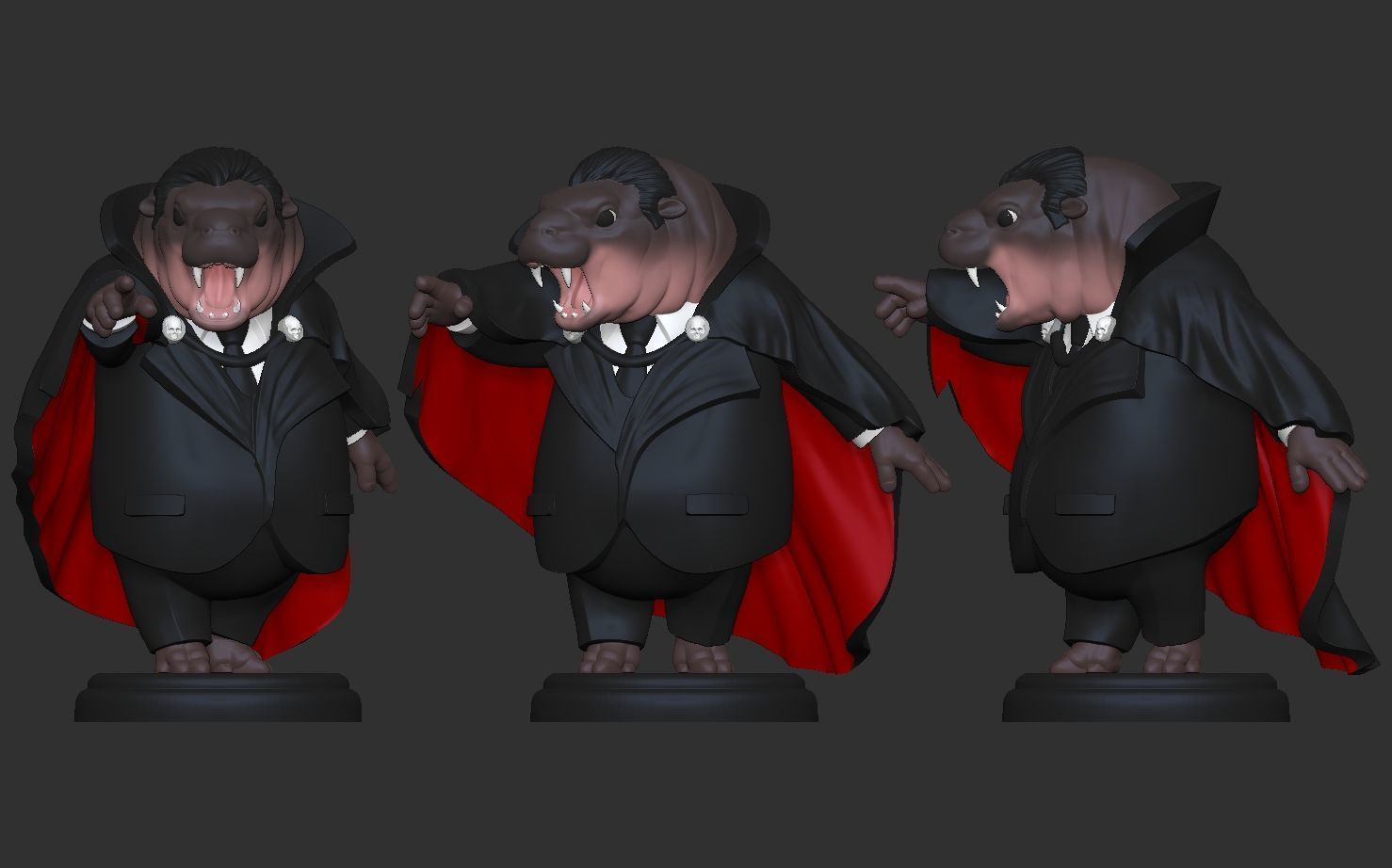 Dracula Moo Deng - Halloween Special Hippo 3D print model_3