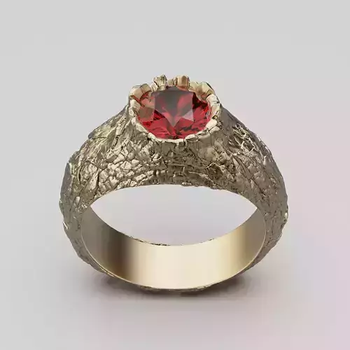 Rock ring  printable gold jewelry printable 3D model