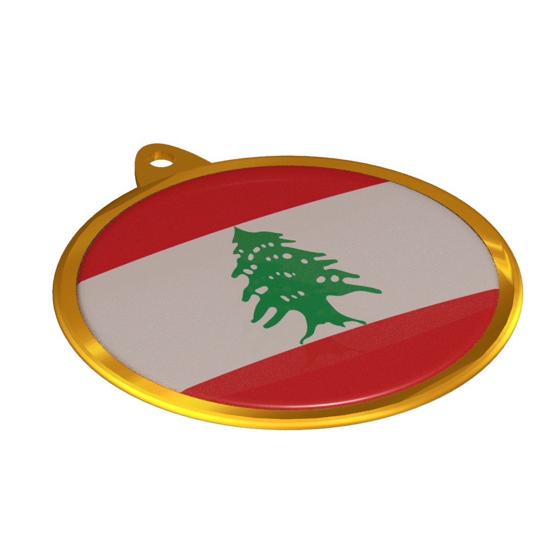 Lebanon flag medal badge 3D model_26