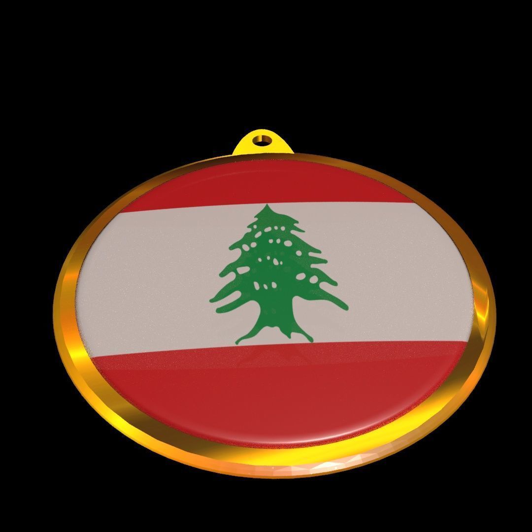 Lebanon flag medal badge 3D model_13