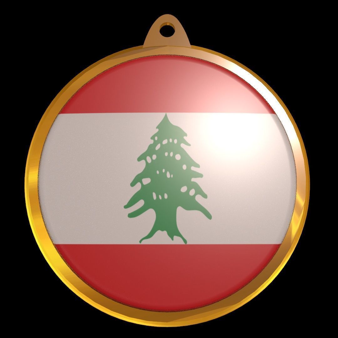 Lebanon flag medal badge 3D model_9