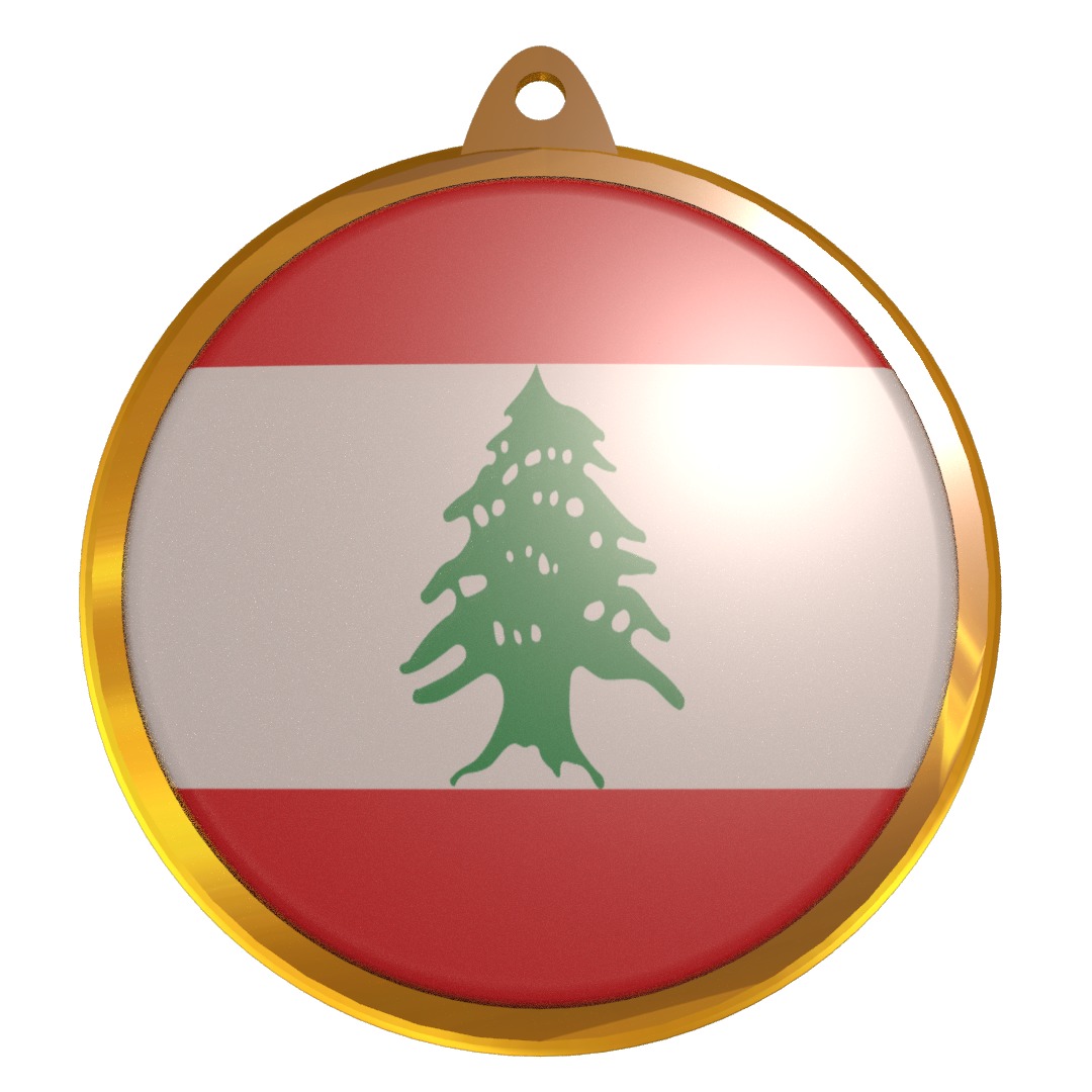 Lebanon flag medal badge 3D model_4