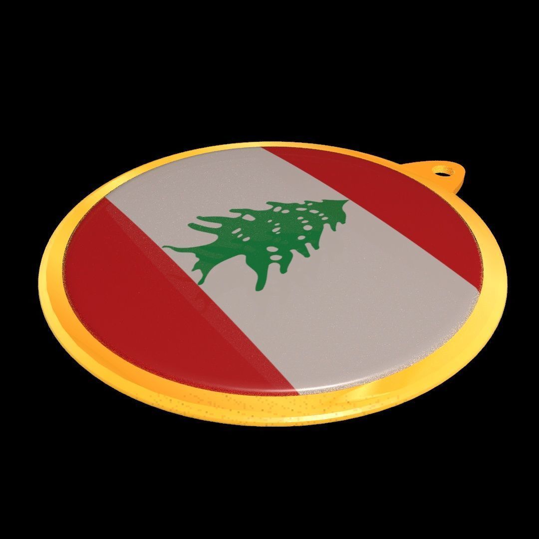 Lebanon flag medal badge 3D model_15