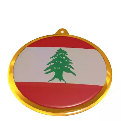 Lebanon flag medal badge 3D model