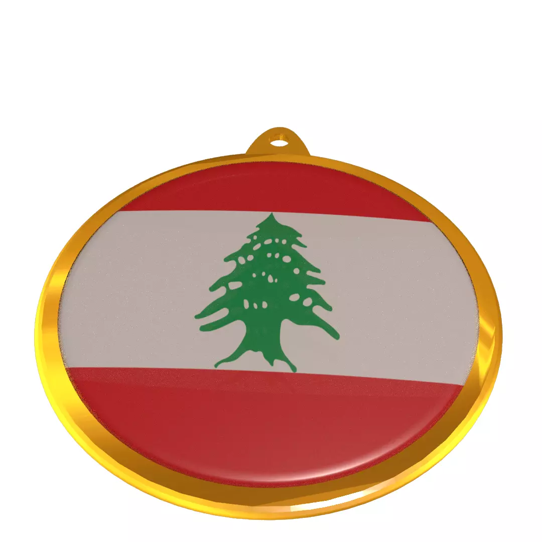 Lebanon flag medal badge 3D model_0