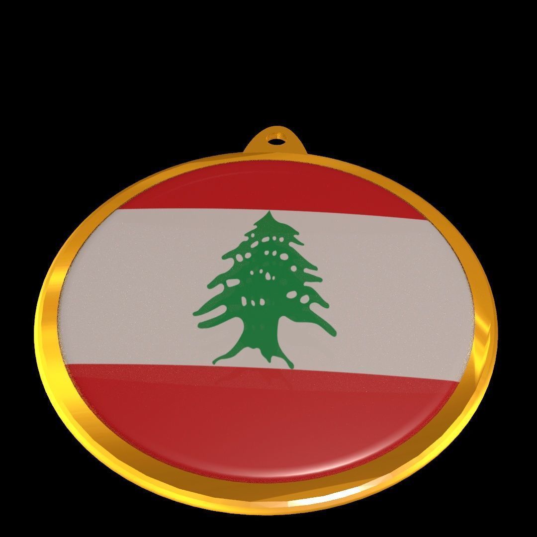 Lebanon flag medal badge 3D model_11