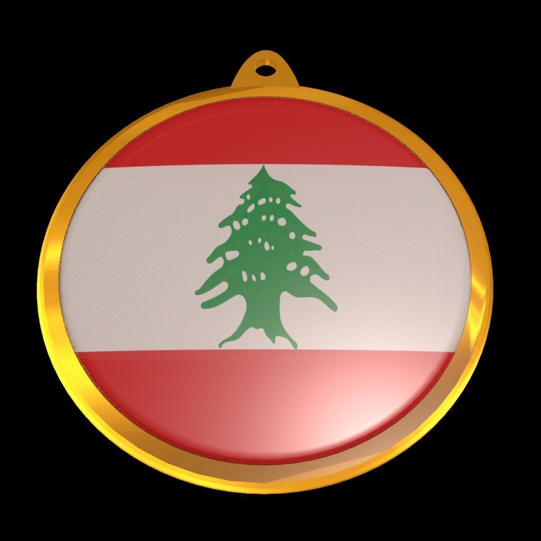 Lebanon flag medal badge 3D model_20