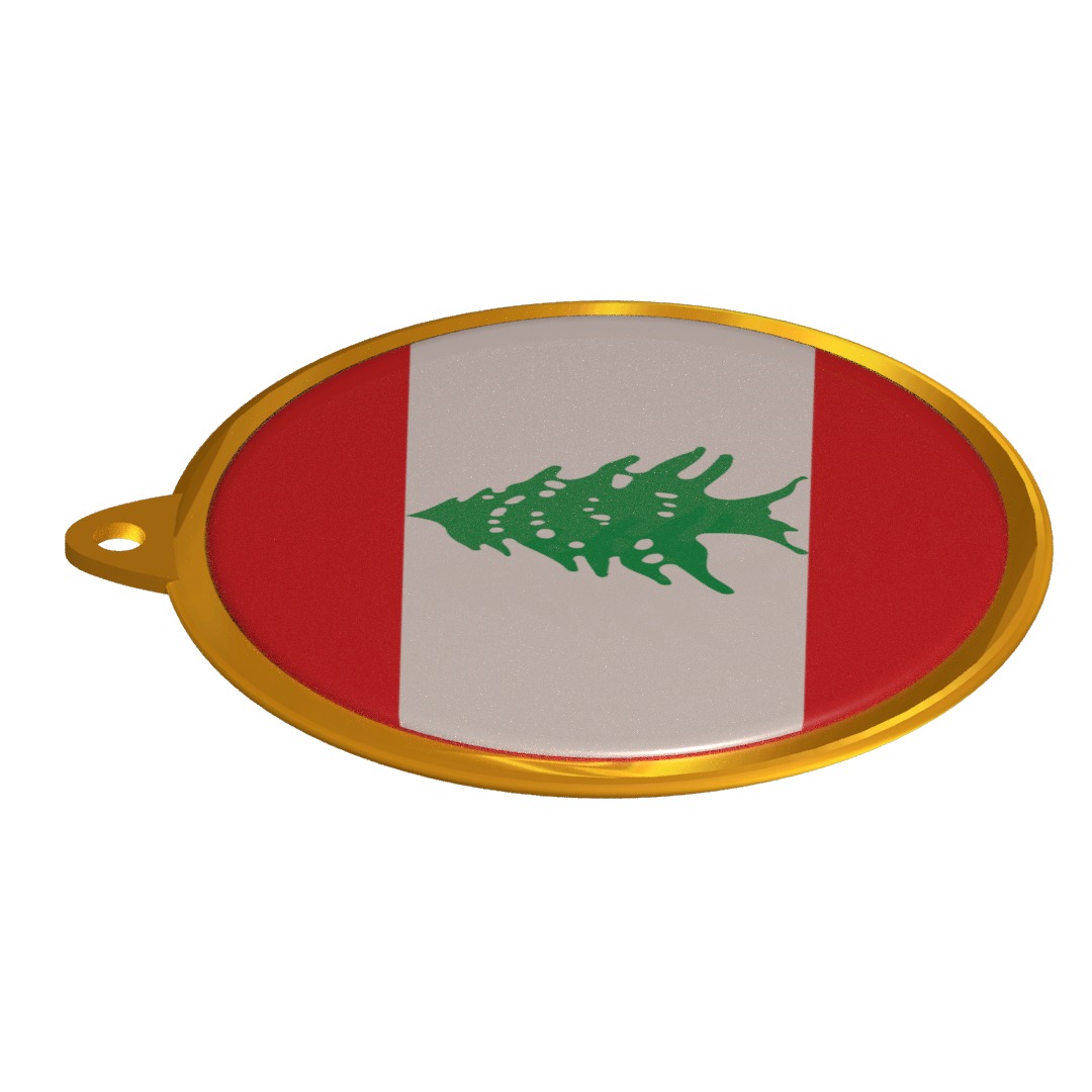 Lebanon flag medal badge 3D model_5