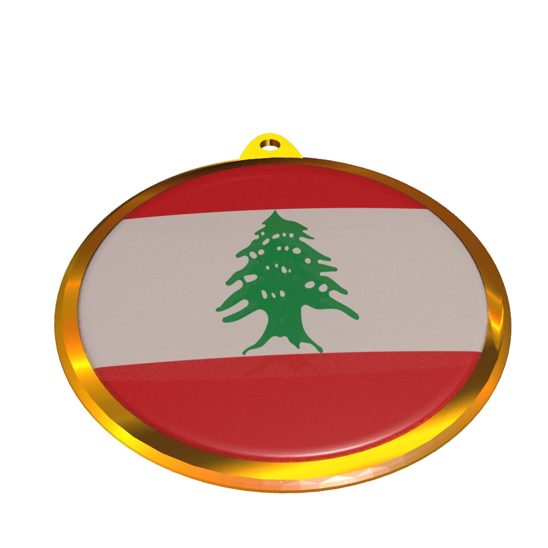 Lebanon flag medal badge 3D model_2
