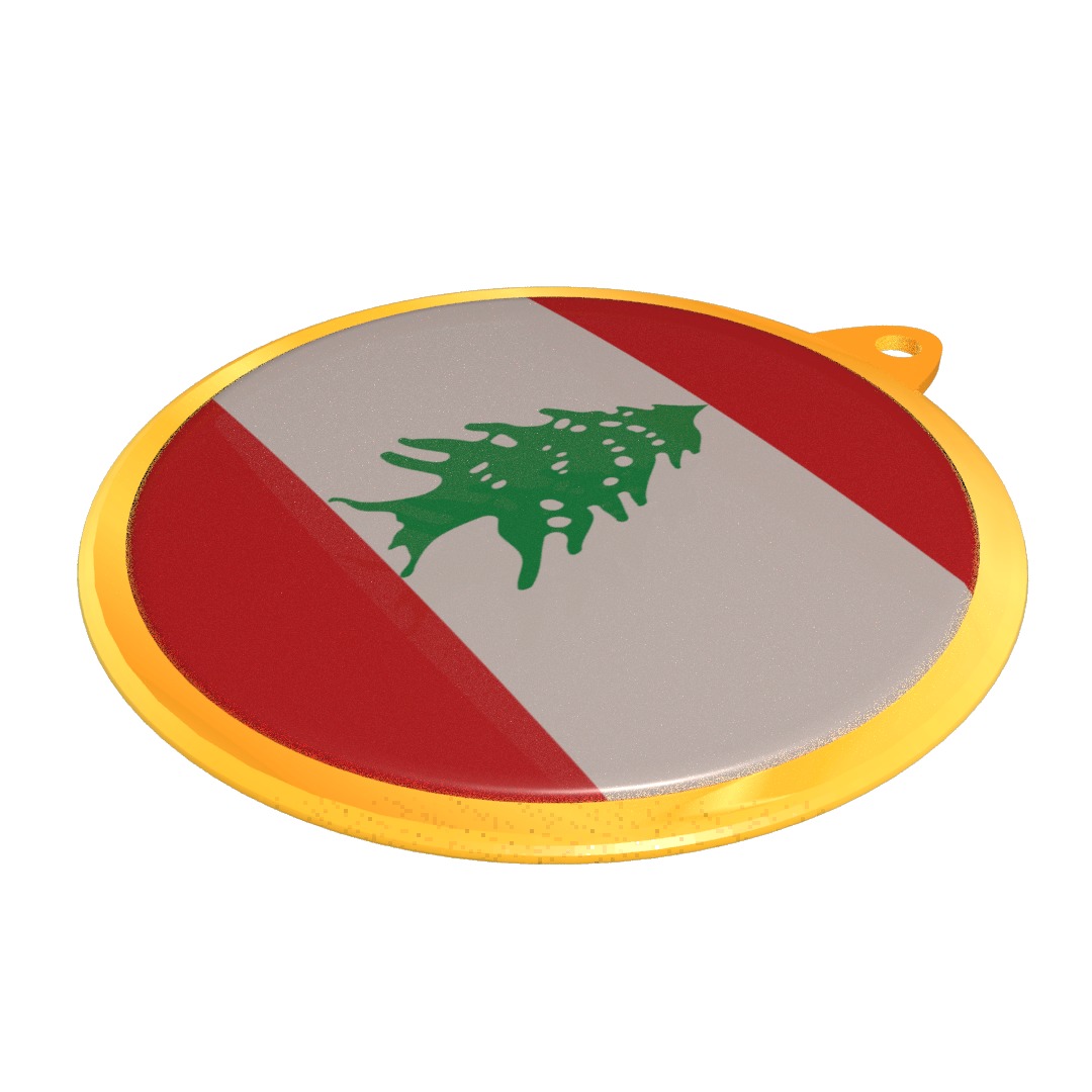 Lebanon flag medal badge 3D model_3