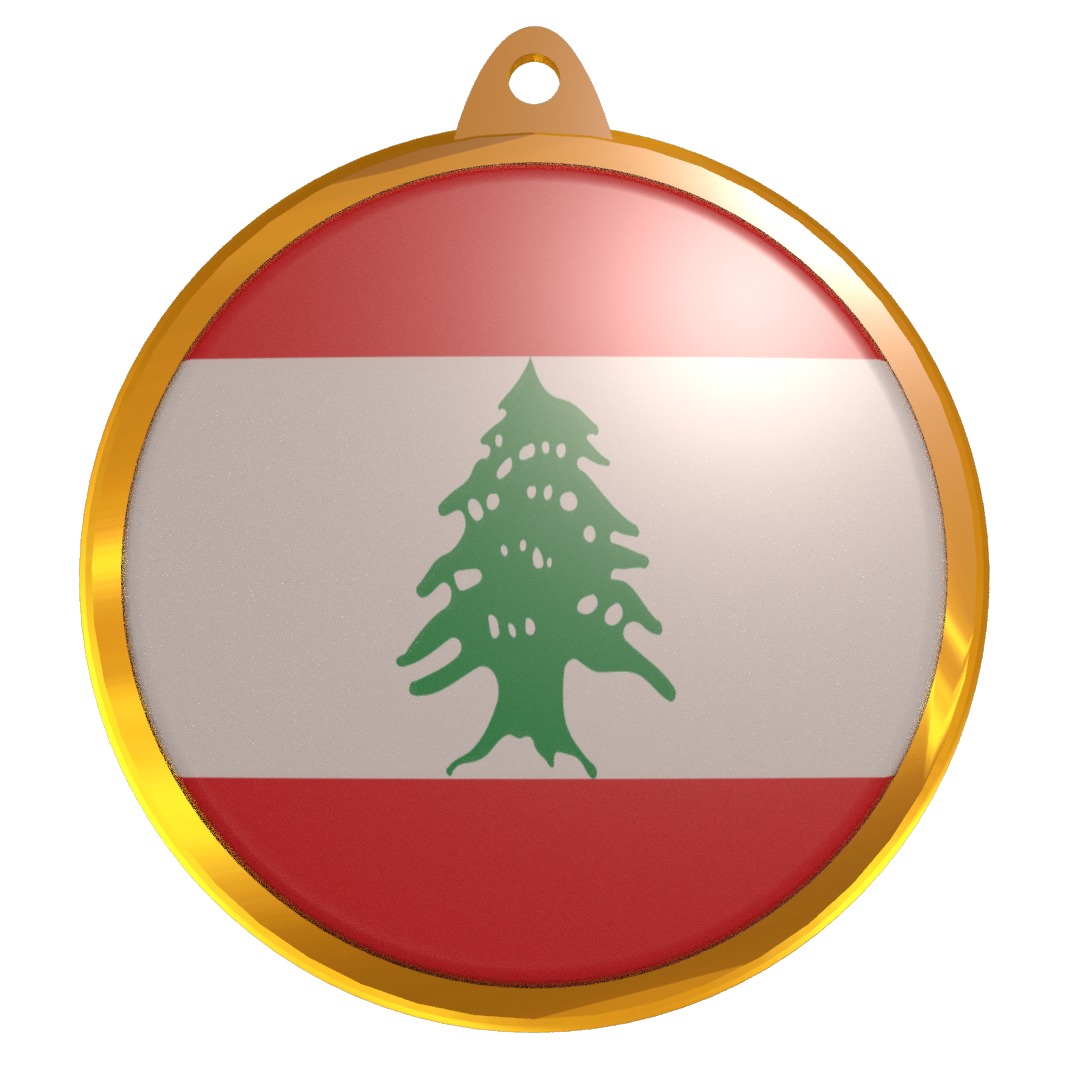 Lebanon flag medal badge 3D model_24