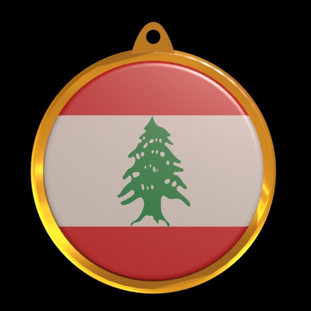 Lebanon flag medal badge 3D model_16