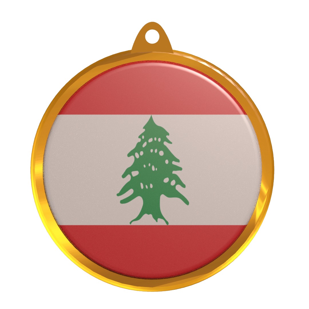 Lebanon flag medal badge 3D model_25