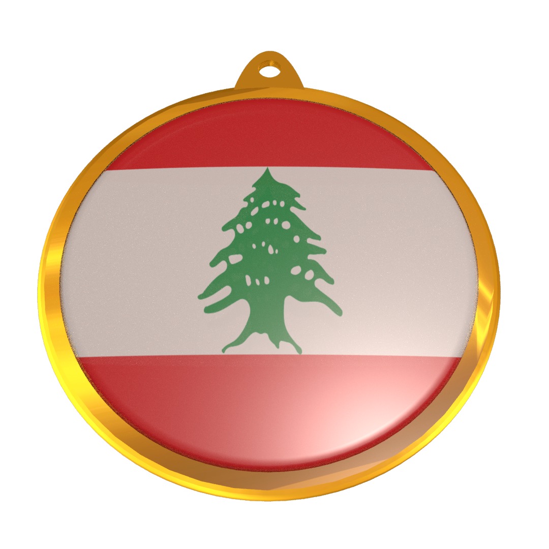 Lebanon flag medal badge 3D model_1