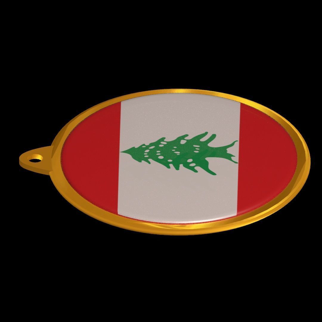 Lebanon flag medal badge 3D model_7