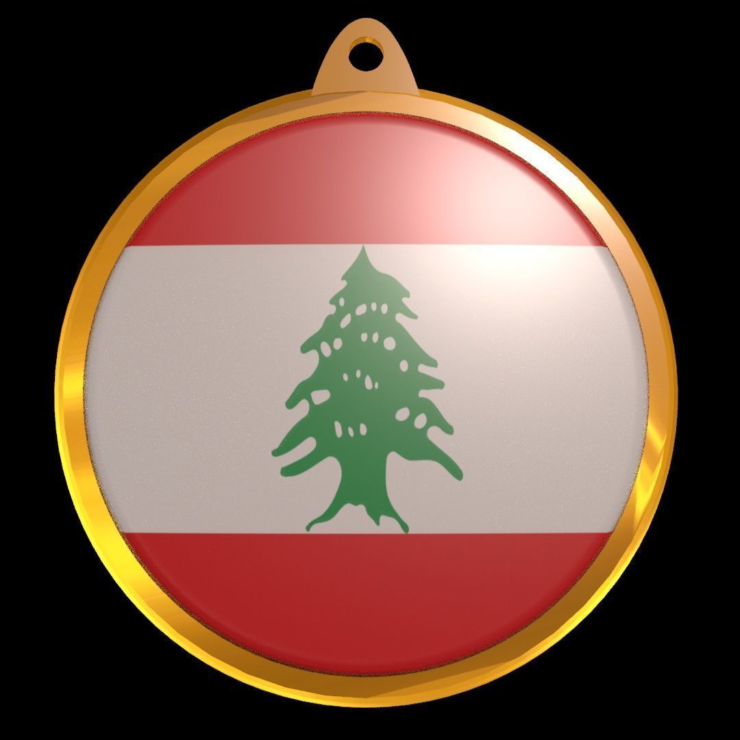 Lebanon flag medal badge 3D model_8