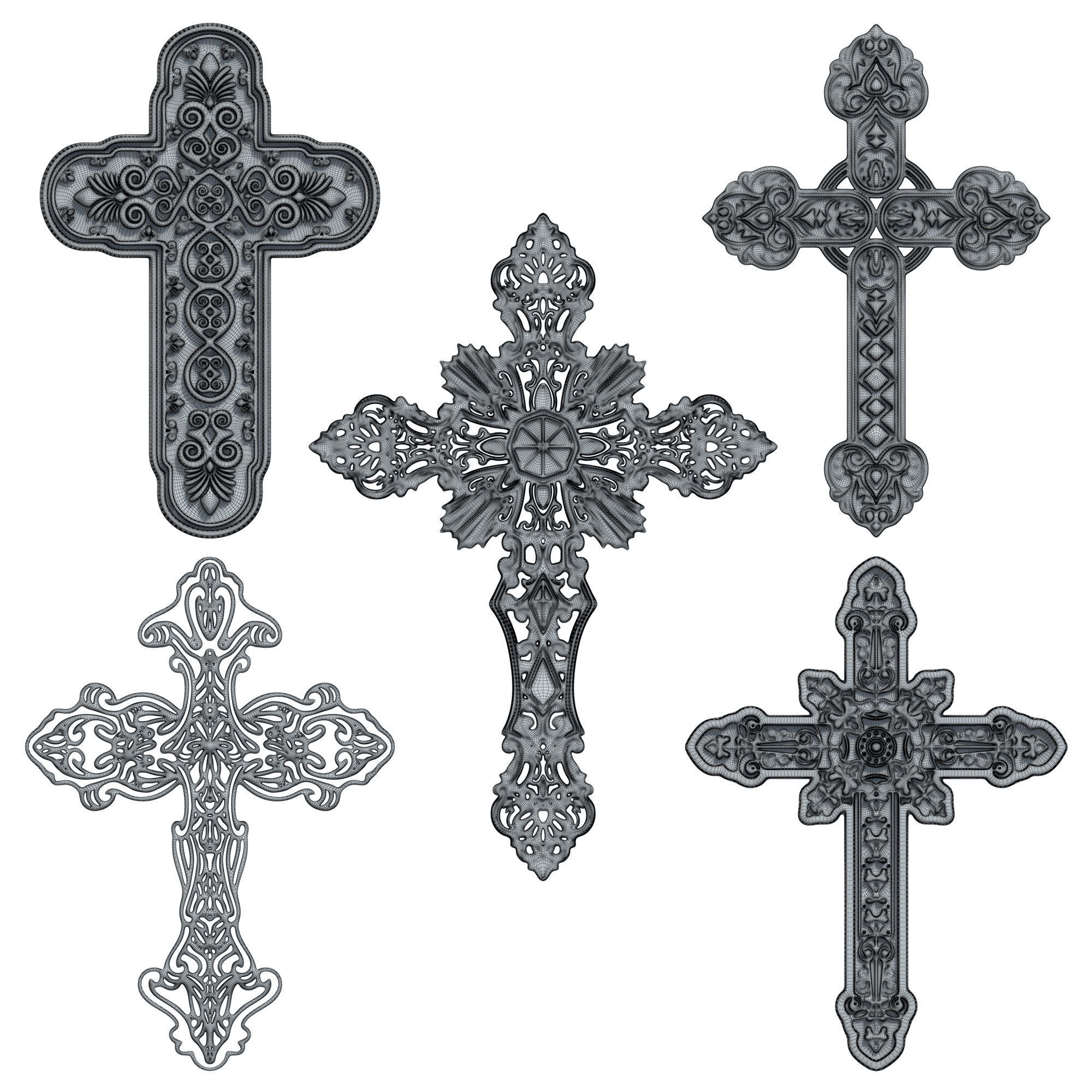 5 Christian cross V 01 3D model_7