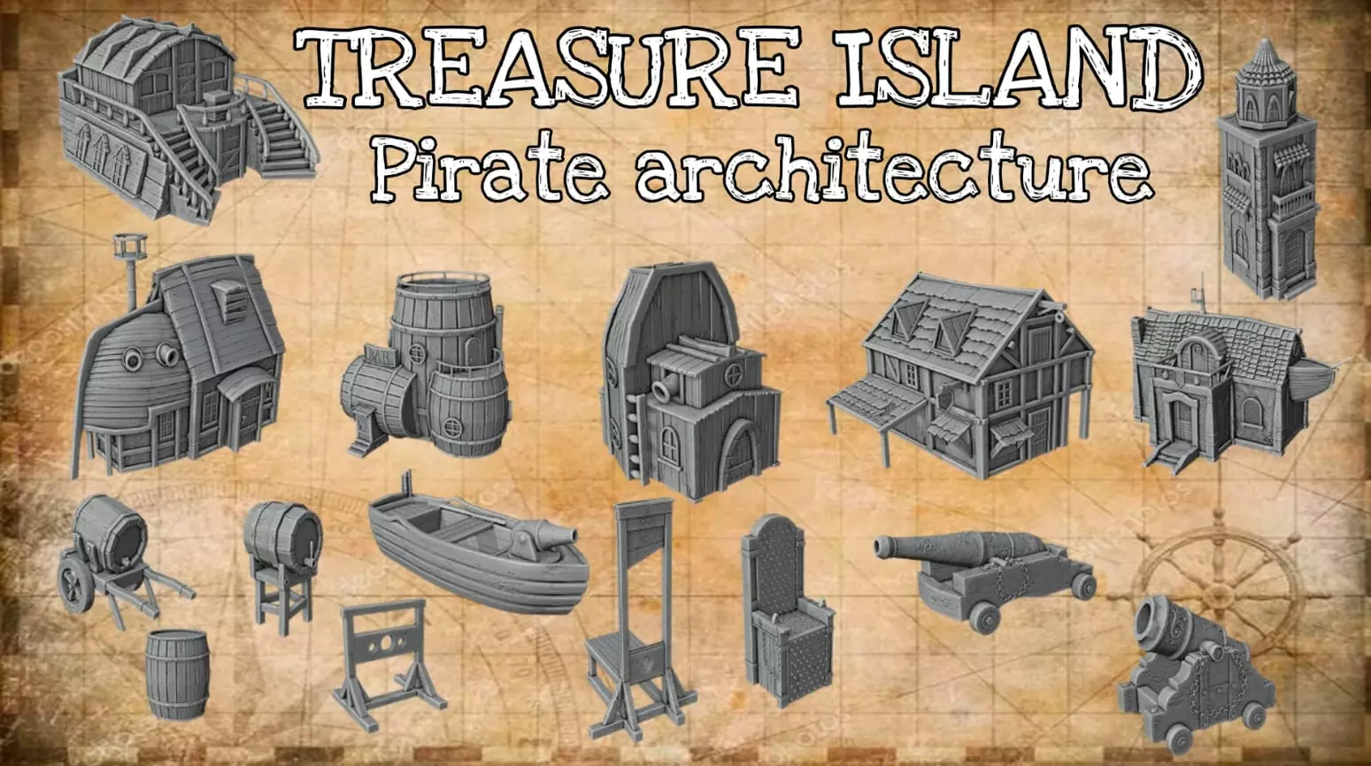 TREASURE ISLAND - Pirate architecture 3D Model Collection_0