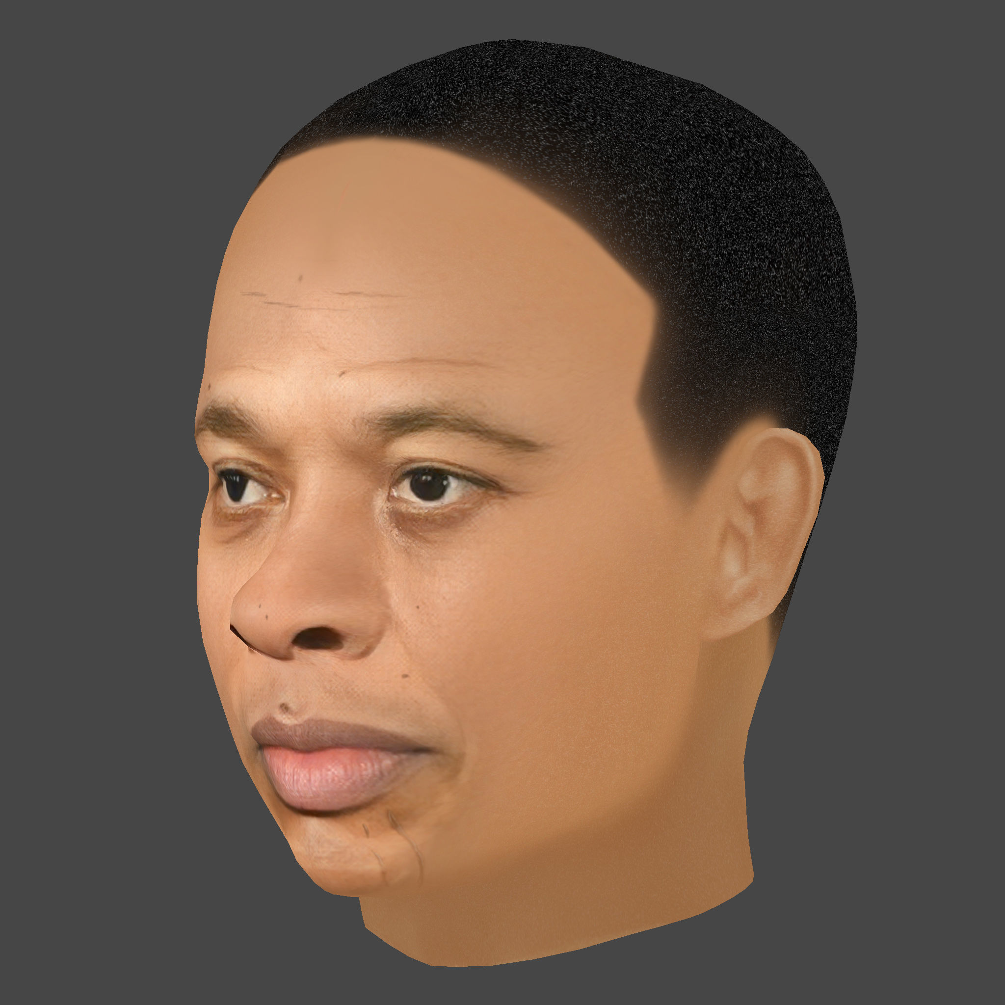 Dr Dre - Andre Romelle Young Head - Low Poly Head Low-poly 3D model_1