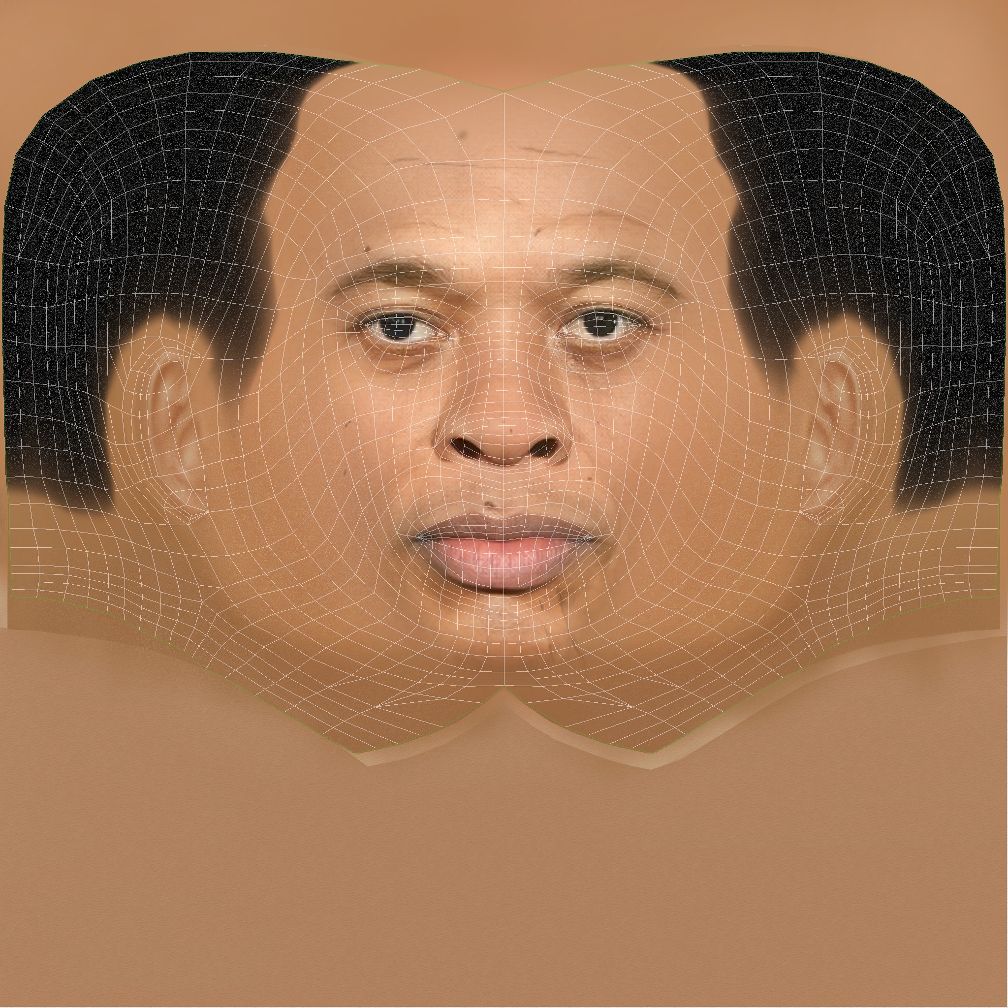Dr Dre - Andre Romelle Young Head - Low Poly Head Low-poly 3D model_8