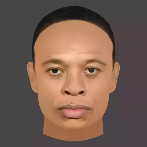 Dr Dre - Andre Romelle Young Head - Low Poly Head