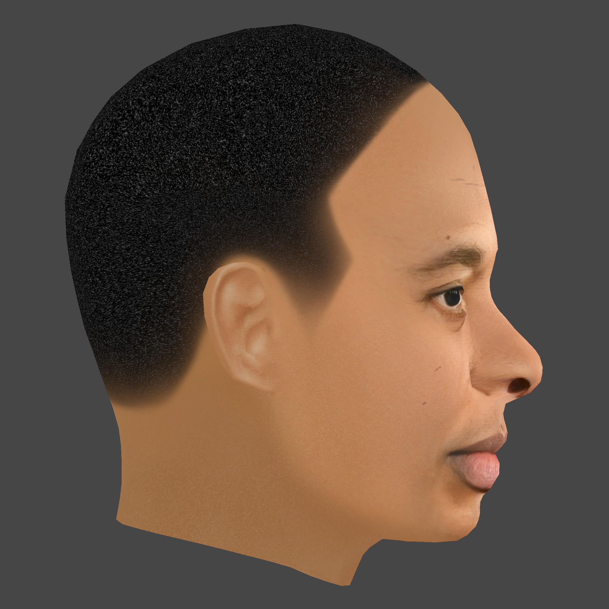 Dr Dre - Andre Romelle Young Head - Low Poly Head Low-poly 3D model_5