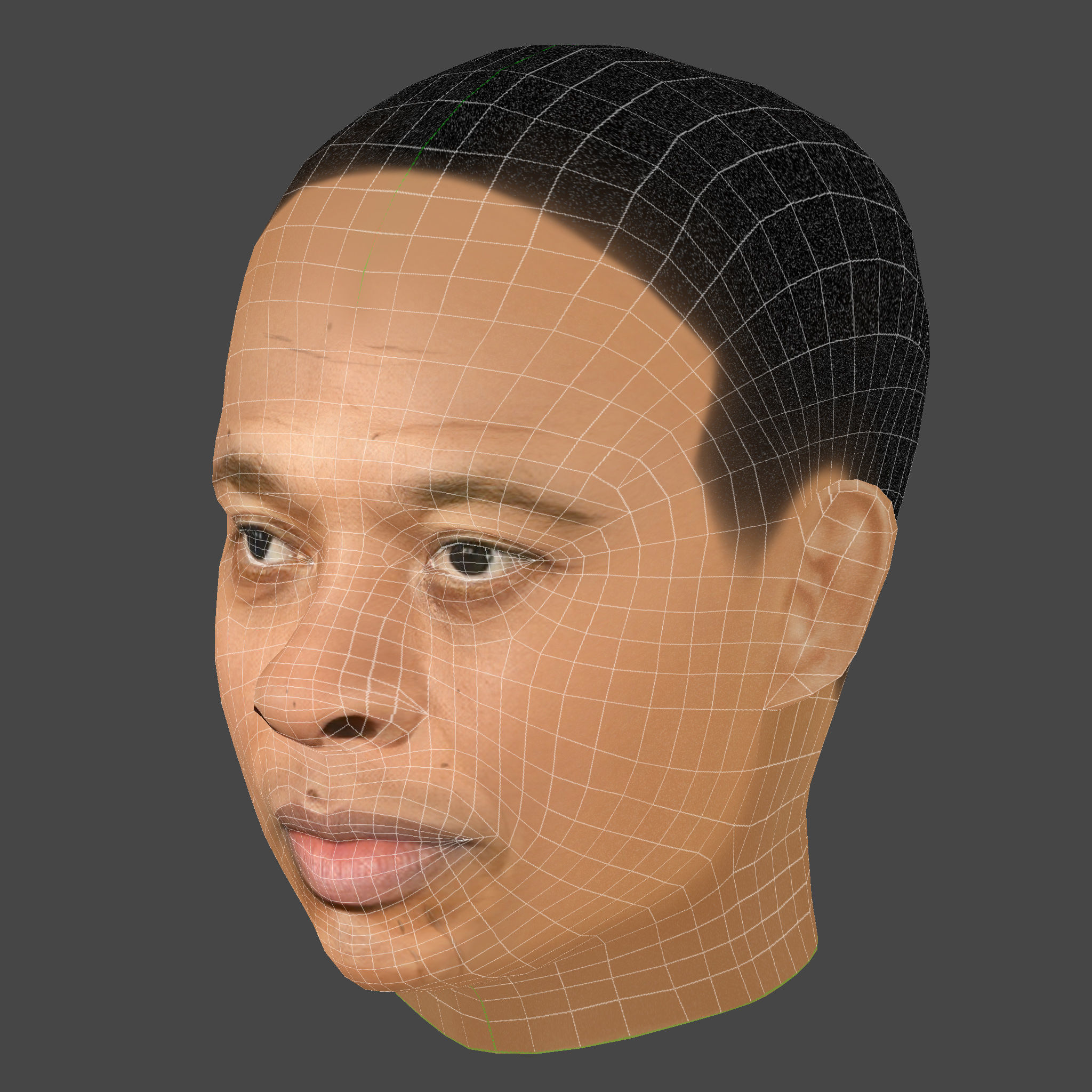 Dr Dre - Andre Romelle Young Head - Low Poly Head Low-poly 3D model_7