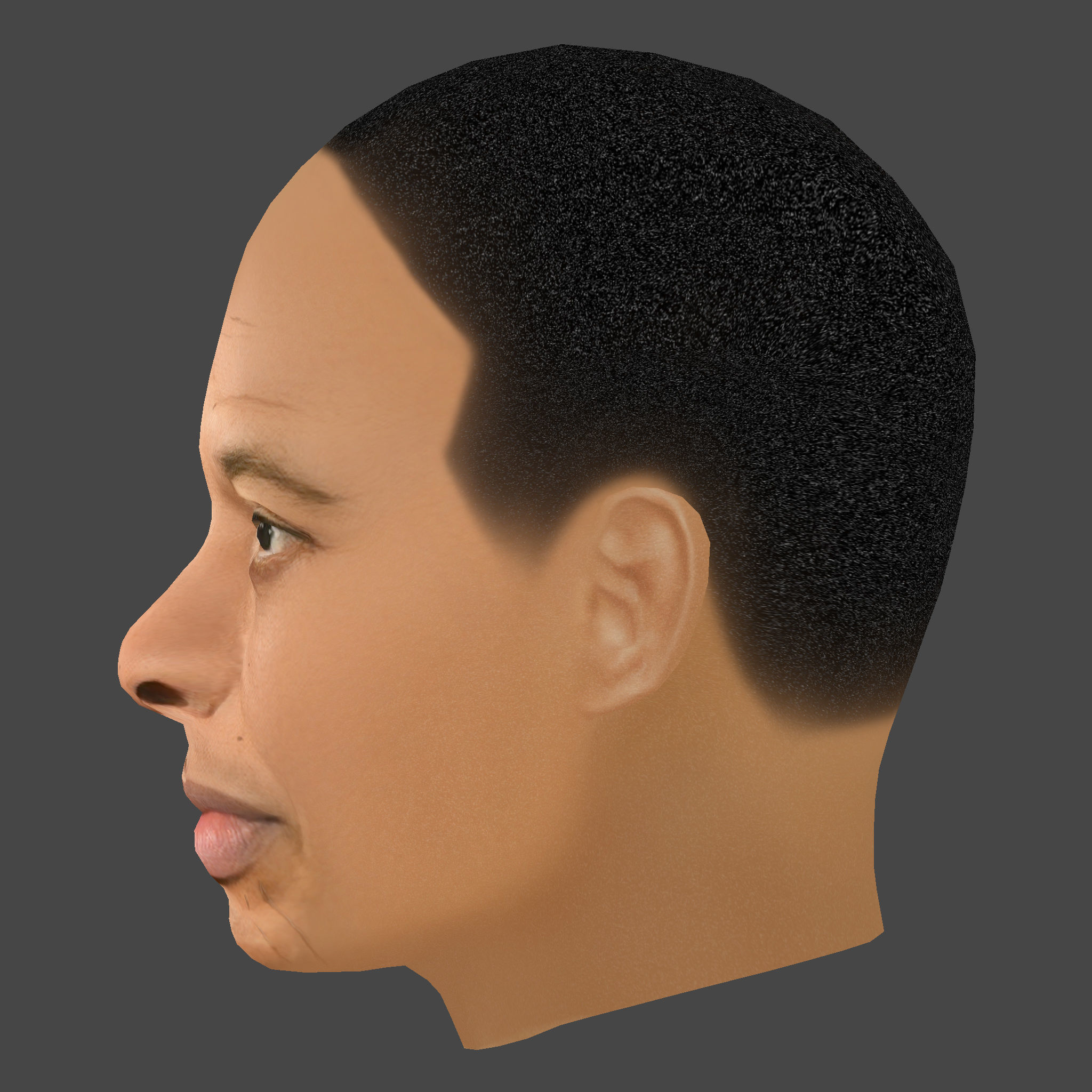Dr Dre - Andre Romelle Young Head - Low Poly Head Low-poly 3D model_2
