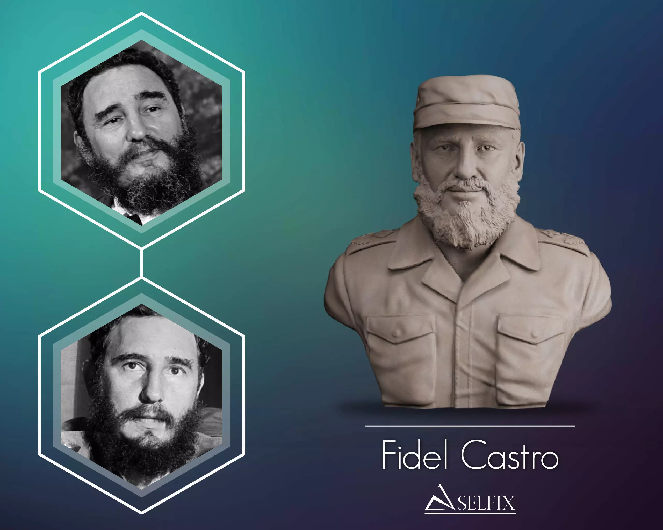 Fidel Castro Bust 3D print model_0