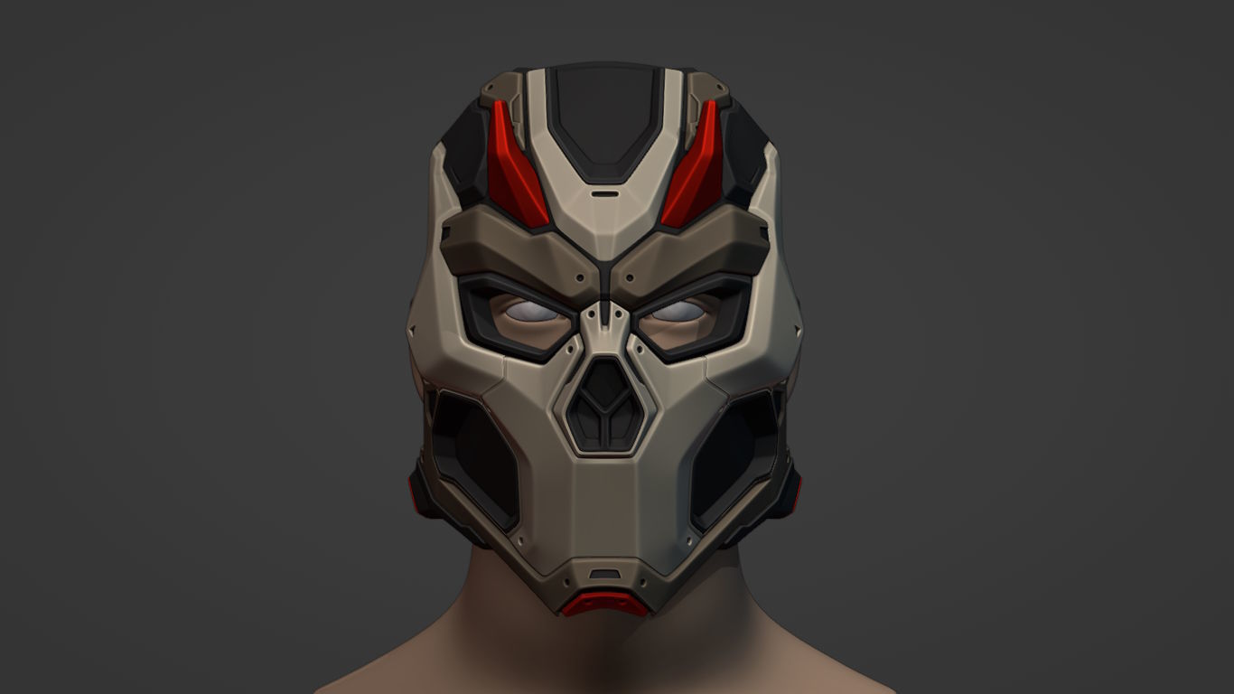 CYBER ONI - cosplay mask - DIGITAL STL FILE for 3D printing 3D print model_3
