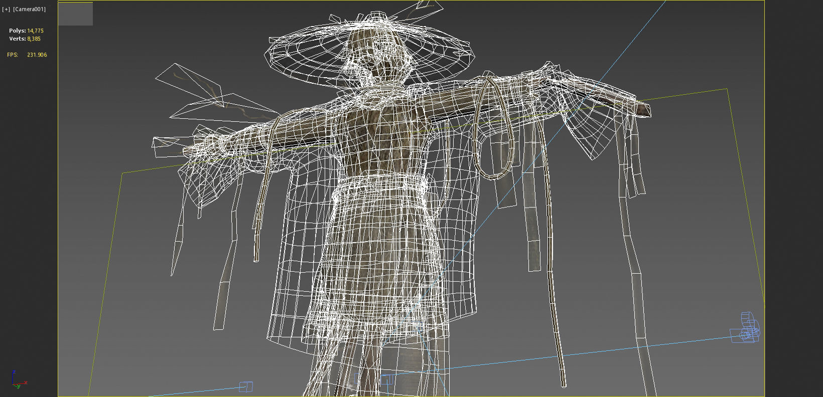 Asian Ancient Scarecrow 3D model_7