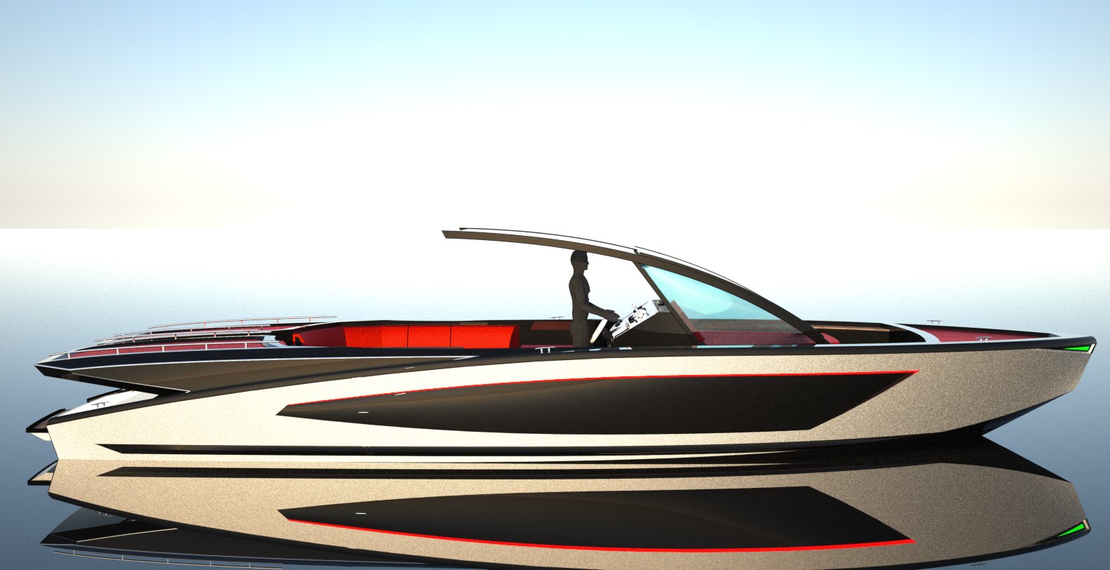 Designed 35 Foot Open Boat 3D model_1
