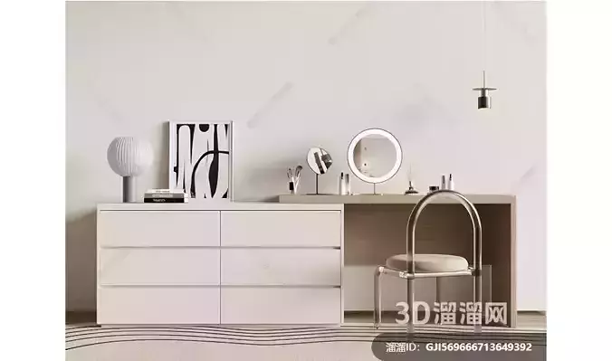 Modern makeup table makeup stool combination