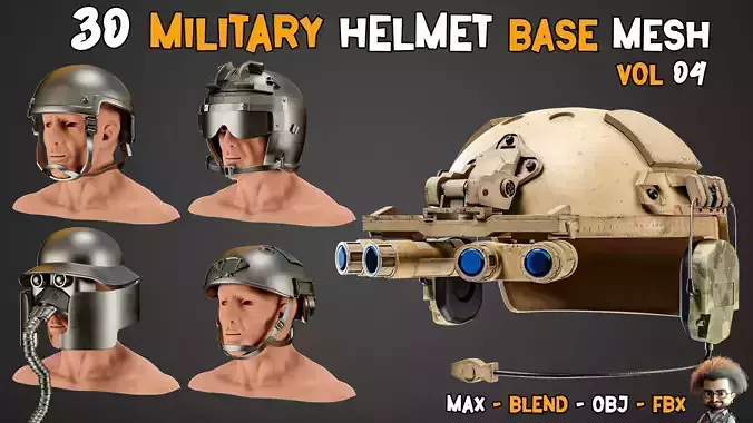 30 Military Helmet Base Mesh   Vol 04   Low-poly 3D model