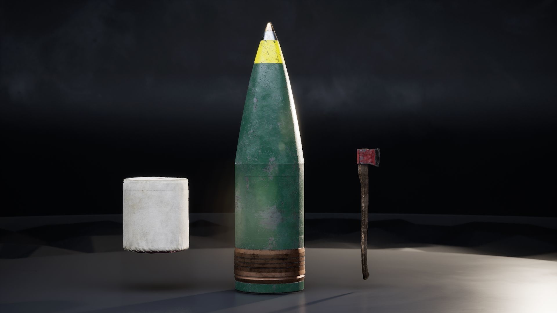 Battleship Powder Bag-Fire Axe-Gun Shell Low-poly 3D model_8