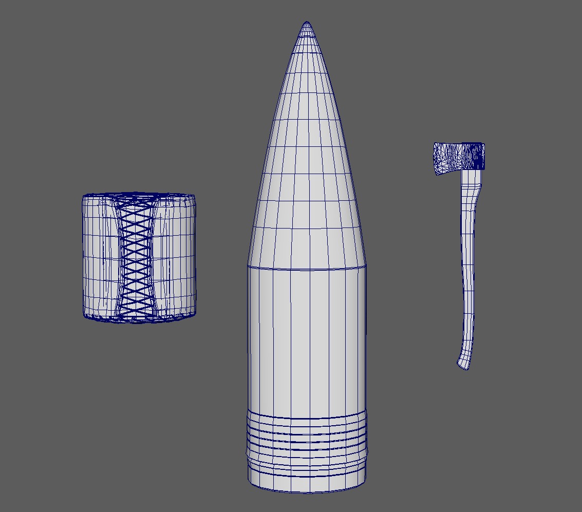Battleship Powder Bag-Fire Axe-Gun Shell Low-poly 3D model_12