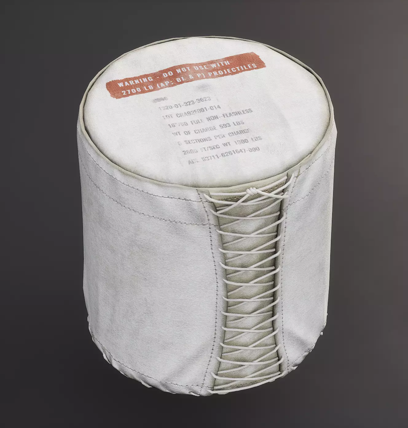 Battleship Powder Bag-Fire Axe-Gun Shell Low-poly 3D model_0