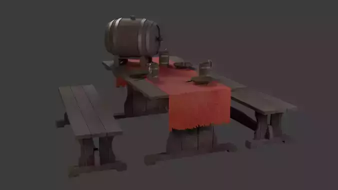 Tavern Furniture and Props Set 3D model