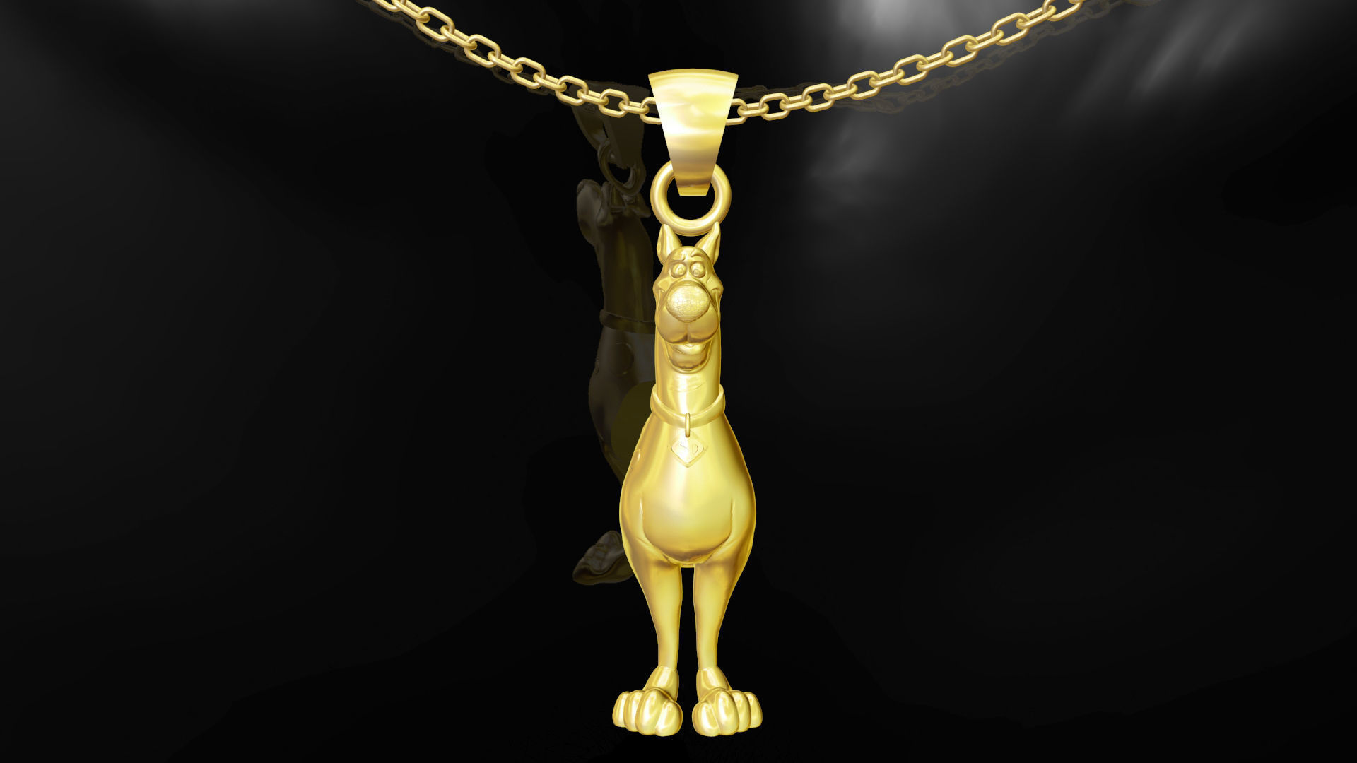 Scooby Doo dog pendant jewelry gold 3D print model_1