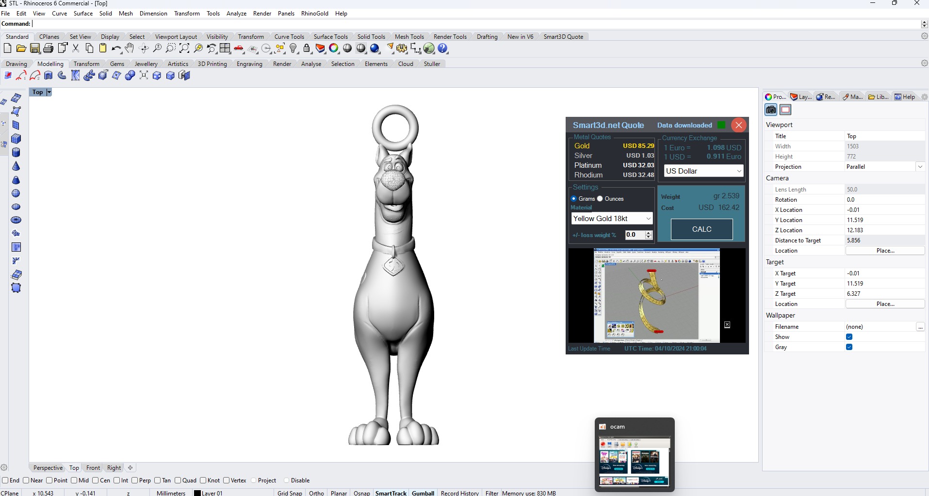 Scooby Doo dog pendant jewelry gold 3D print model_4