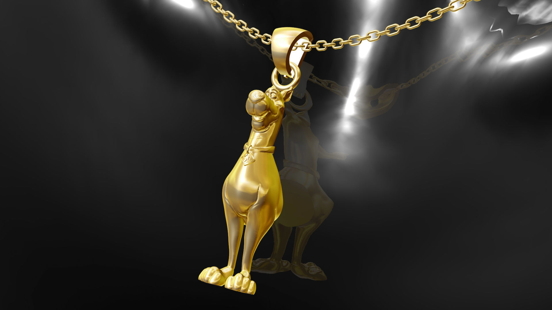 Scooby Doo dog pendant jewelry gold 3D print model_2