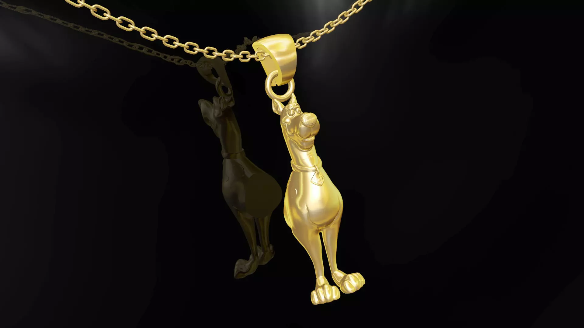 Scooby Doo dog pendant jewelry gold 3D print model_0