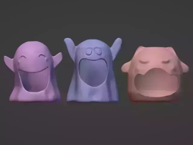 three ghosts candlesticks or bowl stl file