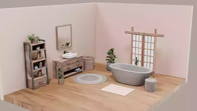 Modern Wooden Bathroom Game Ready