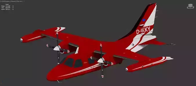 Mu-2 twin turboprop executive aircraft 3D model