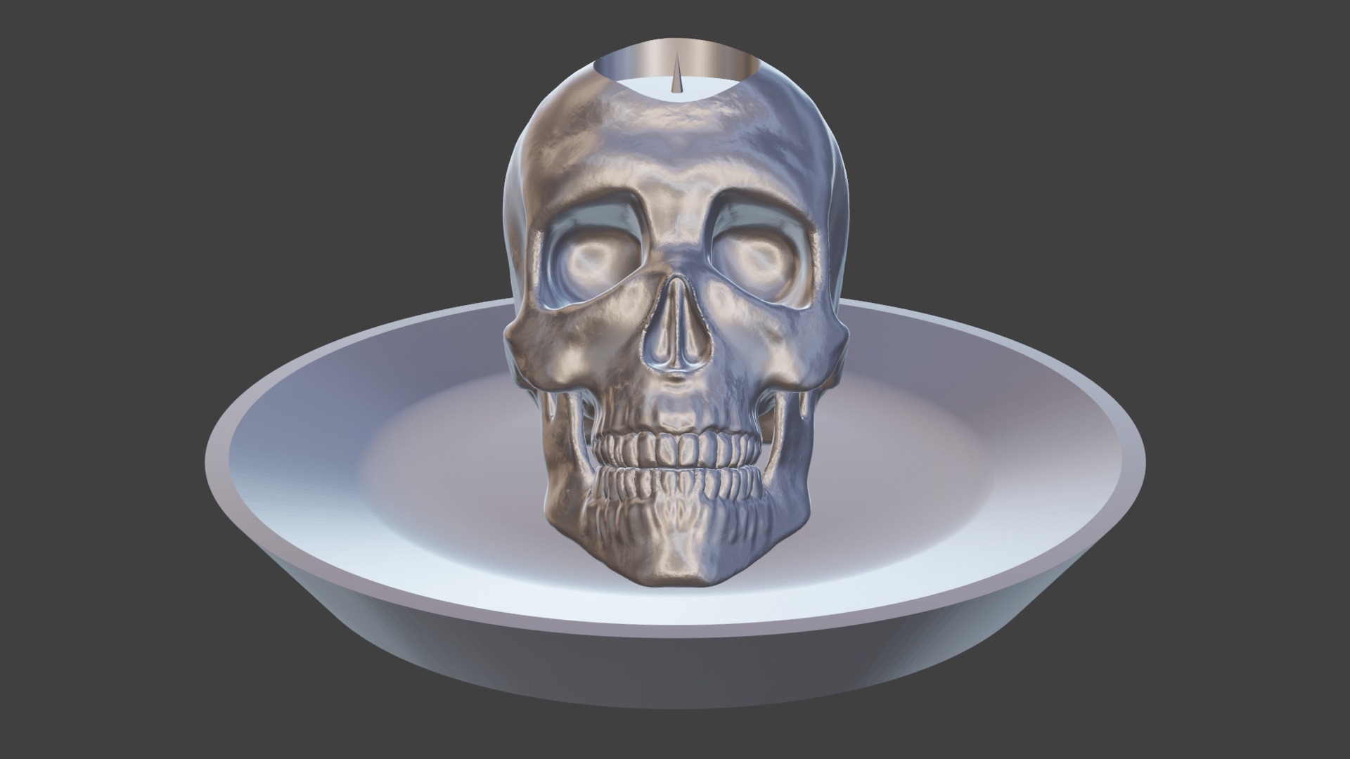 Skull Candle Holder 22mmCandle 3D model_1