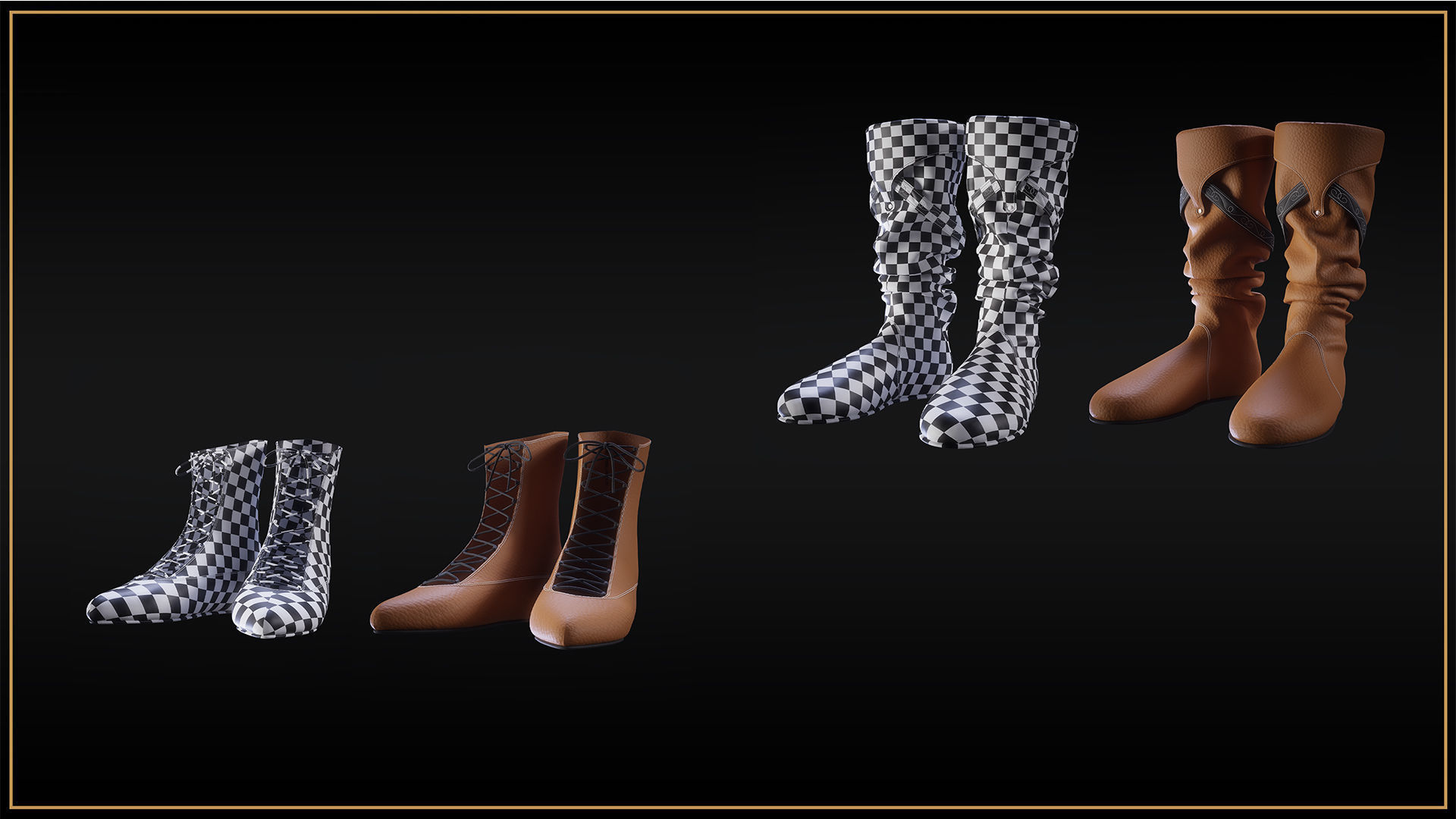 10 medieval leather boots 3D print model_2
