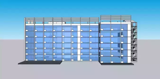 Office building with glass facade elevation